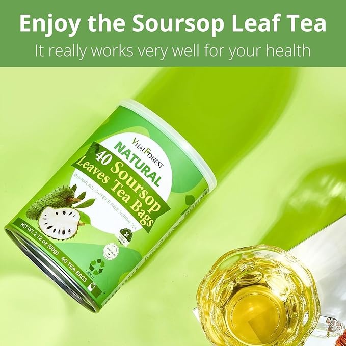 40 Soursop Leaves Tea Bags, Dried Soursop Graviola Leaves Tea, Sour Sop Leaves