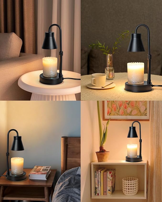 2 Pack Candle Warmer Lamp - Adjustable Height Candle Lamp Warmer, Stepless Dimming Function, Metal Candle Lamp for Jar Candles, No Flame Scented Candle Warmer with 2 Bulbs, Gifts for Mom