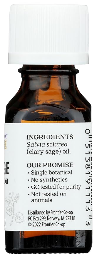 Aura Cacia 100% Pure Clary Sage Essential Oil | GC/MS Tested for Purity | 15 ml (0.5 fl. oz.) | Salvia sclarea