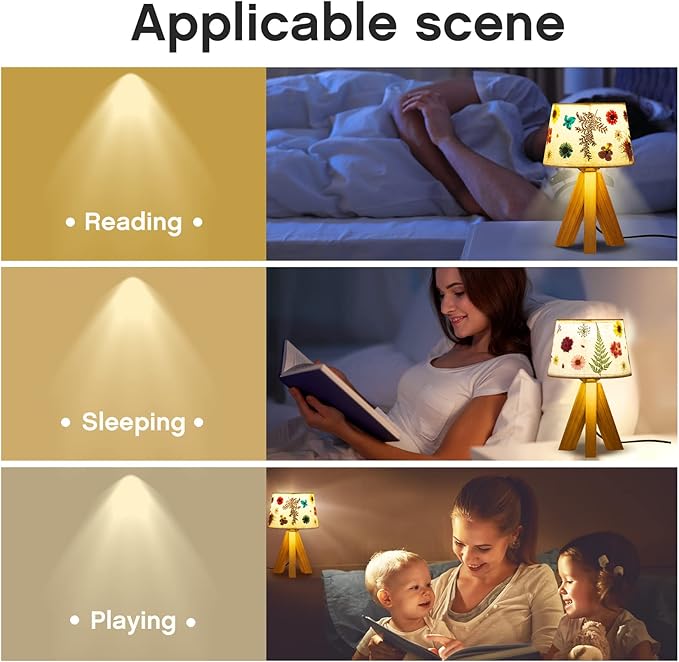 Hortsun Pressed Floral Lamp Bedside Vintage Flower Desk Lamp for Bedroom Living Room, Dorm, Home, Office Decor(1 Pcs,Triangle Style)