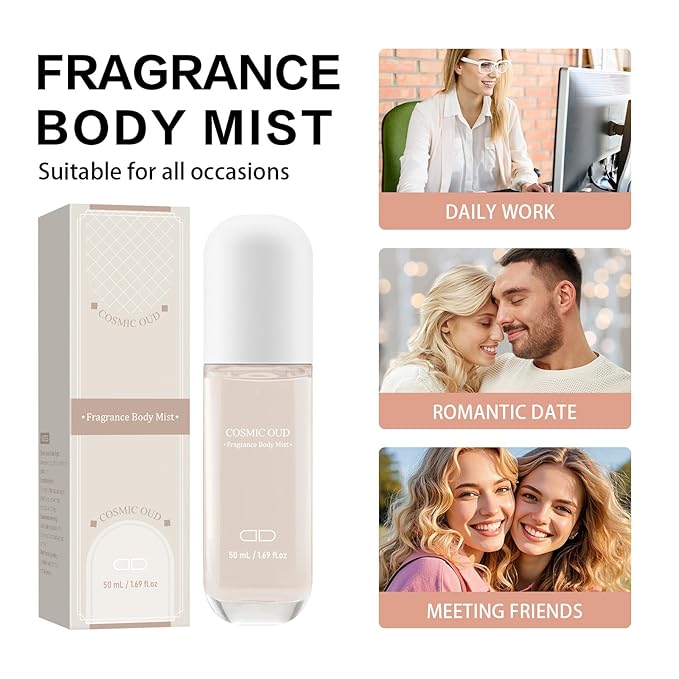 Body Mist Spray – Citrus & Floral Fragrance for Women – Daily Shower Mist & Refreshing Scent – 50ml Travel Size (COSMIC OUD)