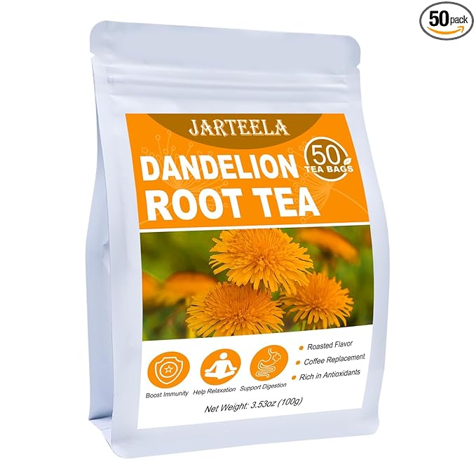 Jarteela - Roasted Dandelion Root Tea Bag, 2g x 50 Count - Dandelion Tea - Premium Herbal Dandelion Tea Bags - Non-GMO - Caffeine-free Tea