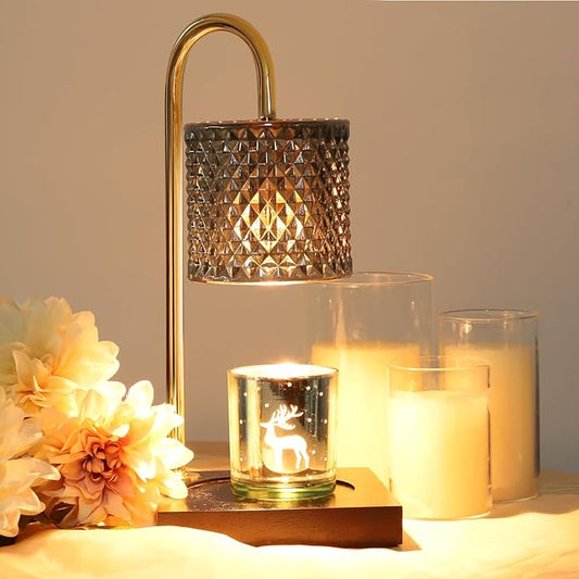 Candle Warmer Lamp with Timer Dimmer, Birthday Gifts for Women Mom, House Warming Gifts, Elegant New Home Decor, Wax Warmer for Jar Candles, Heater Lamp for Scented Wax, Black Glass