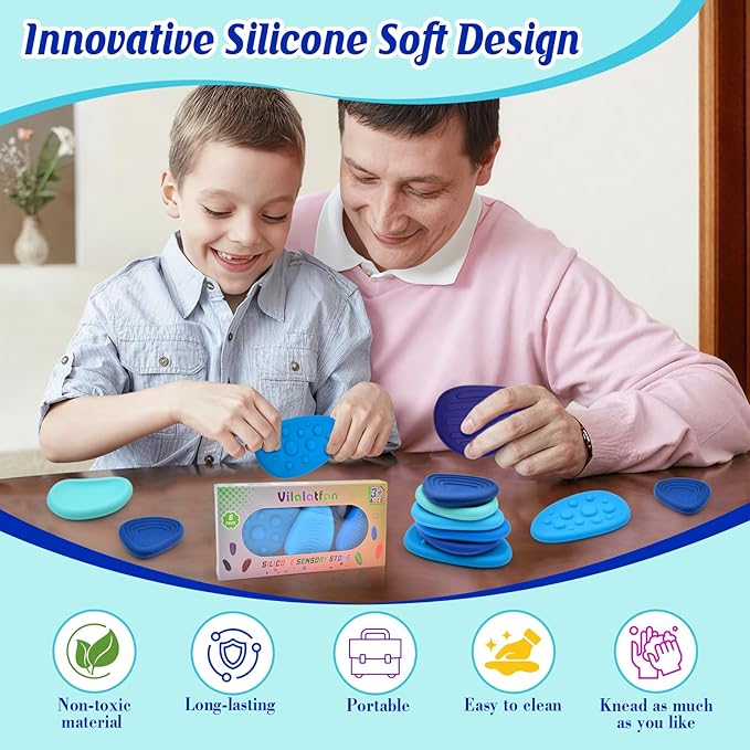 Fidget Toys Sensory Stones for Kids and Adults,6 PCS Texture Worry Stone for Anxiety Autism Teen Calm Down & ADHD Stress Relief,Quiet Fidgets for Classroom Small Prizes Gifts for Travel Toy