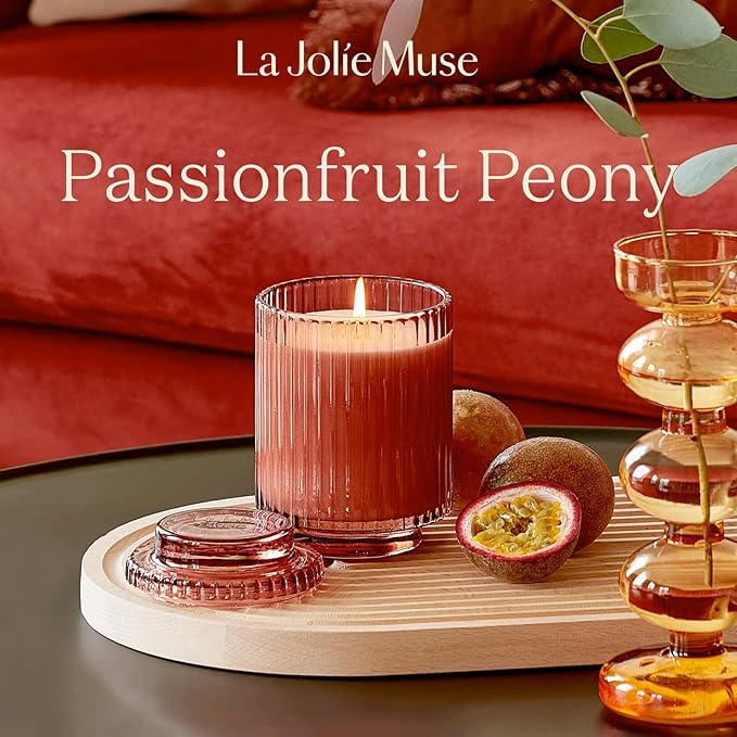 LA JOLIE MUSE Candles for Home Scented - Passionfruit Peony Scented Candle, Natural Soy Wax, 80 Hours Long Burning, Candles Gifts for Women, 12.3oz