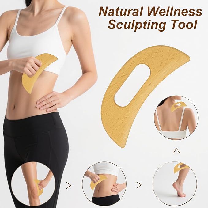 6-in-1 Wood Therapy Massage Tools & Lymphatic Drainage Massager Kit - Maderoterapia Wooden Body Sculpting Set for Anti-Cellulite, Muscle Pain Relief, Body Contouring, Shaping