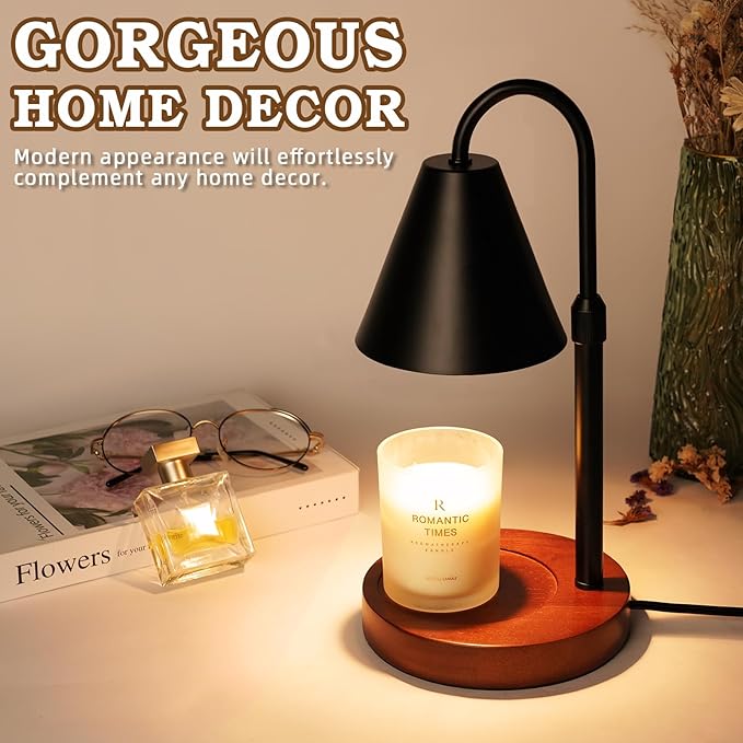 Candle Warmer Lamp with Timer Dimmable, Christmas Birthday Gifts for Women Mom, Vintage Candle Lamp, Black Candle Warmer for Jar Scented Candles, Home Decor, Wax Melt Warmer with 2 Bulbs