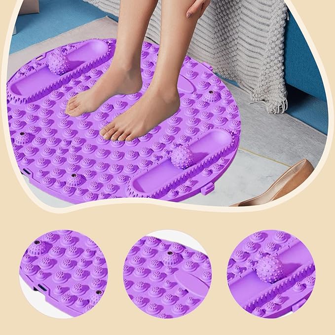 Foot Massage Pad Foot Pressure Point Pad 55 cm Thickened Acupressure Mat Round for Running Office Home Gym Use Lightweight, Violet
