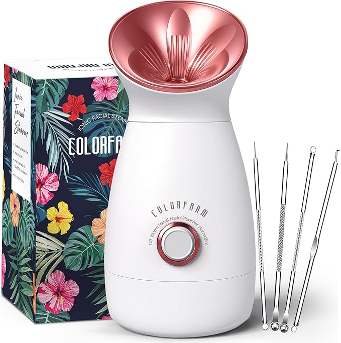 Colorfarm Facial Steamer Nano Ionic: Large 3-in-1 Face Steamer Deep Cleaning Unclogs Pores - Humidifier Towel Steamer Hot Mist Home Sauna Spa for Women Men Sinuses Moisturizing