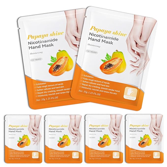 Hand Masks, 6 Pairs Hydrating Exfoliating Hand Peeling Mask, Smooth Hand Masks Moisturizing Gloves Overnight for Dry, Rough, Cracked Hands, Hand Skin Moisturizer Glove for Women Men（M