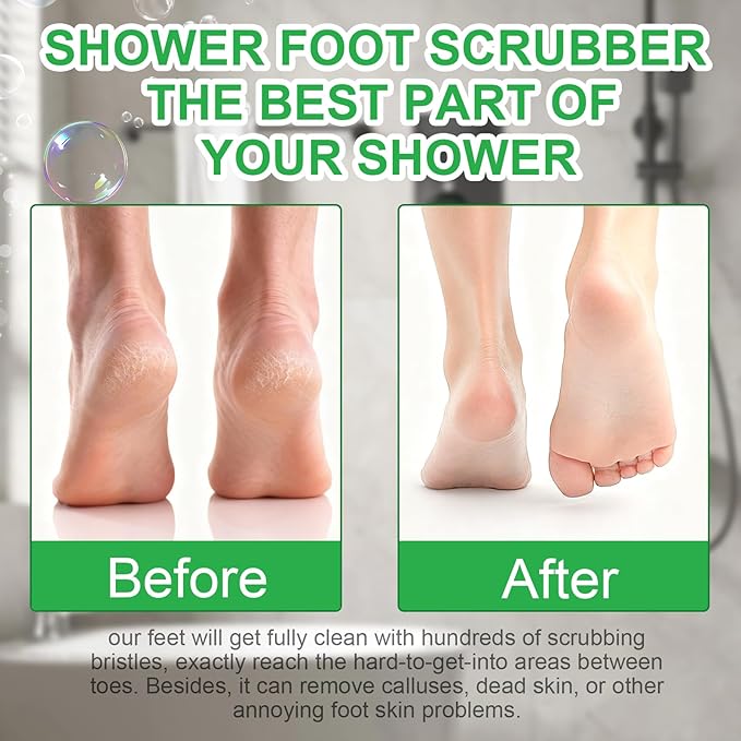 Shower Foot Scrubber Mat with Non-Slip Suction Cups, Back Exfoliating Bath Wash Pad and Massager for Deep Cleaning and Relaxation, Wall Mounted Foot Scrubber Cleaner for Men and Women,Pink