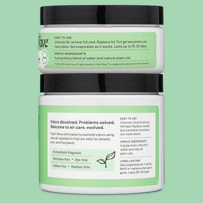Fresh Wave Odor Removing Gel, 15 oz. & 7 oz. - Odor Absorbers for Home, Safer Odor Relief, Natural Plant-Based Odor Eliminator, Every 15 oz. lasts 30-60 Days, For Cooking, Trash & Pets