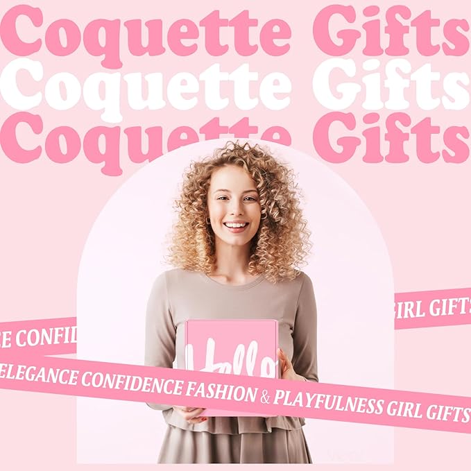 Gift Baskets for Women, 9pcs Unique Happy Birthday Gifts for Women, Best Christmas Ideas Box w/Coquette Bow Aesthetic Cup for Her Teen Girl Sister Friend Friendship Sweet 16th 18th 21st Bday
