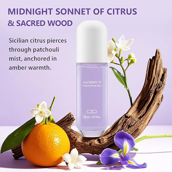 Body Mist Spray – Citrus & Floral Fragrance for Women – Daily Shower Mist & Refreshing Scent – 50ml Travel Size (ALCHEMY 79)