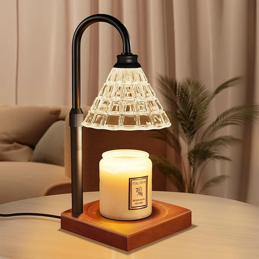 Candle Warmer Lamp with Dimmer, 2H/4H/8H Timer, Compatible with Yankee Candle Large Jar Candle, Home Decor Gift for her, Birthday Gift for mom, Home Scented Jar Candles Heater (Black Wood)