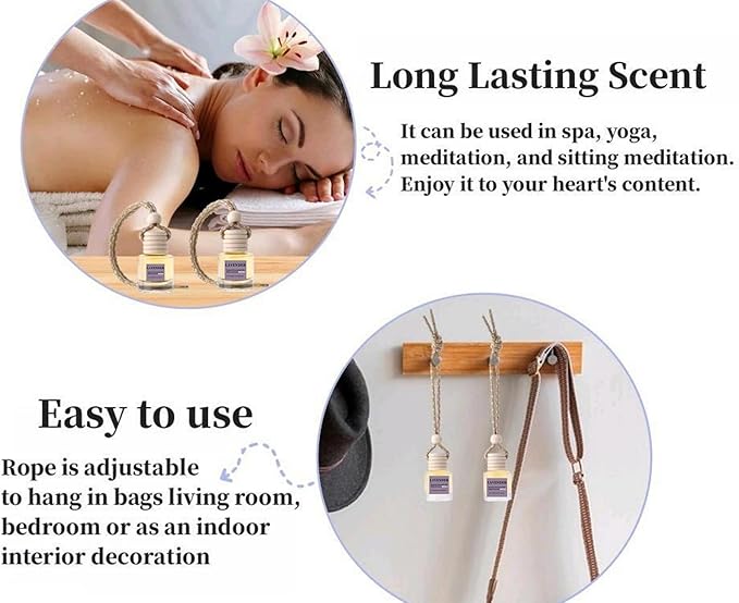 2Pack Lavender Scented Automotive Air Freshener Set, Car Accessories Decoration Hanging Scented Car Diffuser for Men Women