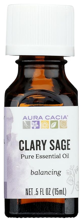 Aura Cacia 100% Pure Clary Sage Essential Oil | GC/MS Tested for Purity | 15 ml (0.5 fl. oz.) | Salvia sclarea