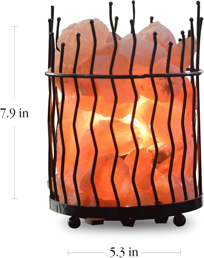 Himalayan Glow Pillar style Salt Basket Lamp with salt chunks, Himalayan Salt lamp with Dimmer Control, Amber Glow, Idle for Home, Offices and Dorm Decor