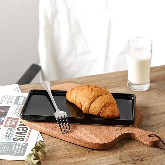 Gurygo 6" Bathroom Trays - Ceramic Vanity Tray for Bathroom - Small Ceramic Tray - Kitchen Soap Trays for Kitchen Counter - Bathtub Organizer (Black)