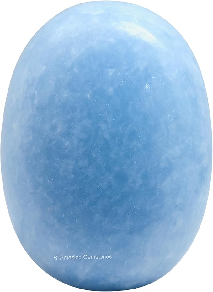 Amazing Gemstone Blue Calcite Celestite Crystals and Healing Stones - Large Palm Stone Crystals Piedra - Crystal for Good Luck, Positive Energy, Meditation - Unique Stocking Stuffers Gifts for Women