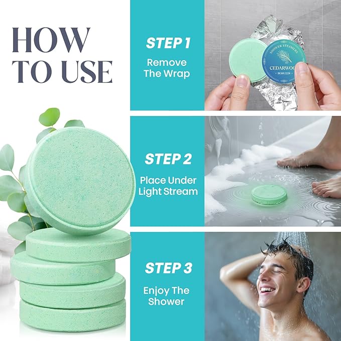 Shower Steamers Aromatherapy, Birthday Gifts for Men Teen, Stocking Stuffers White Elephant Christmas Gift for Adults, Natural Essential Oils Bath Bombs Relaxation SPA – 15 Tablets