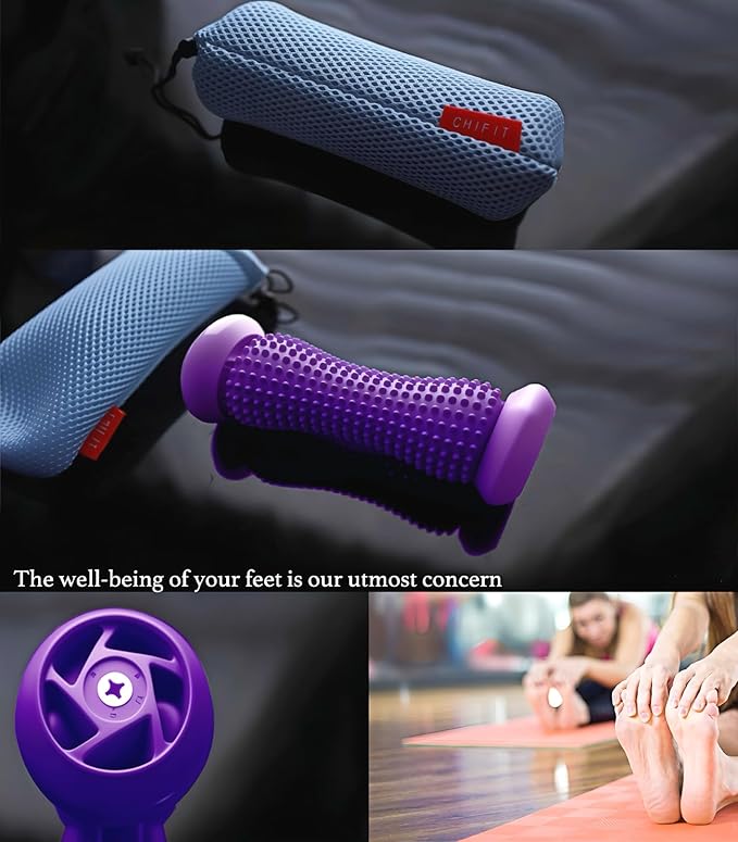Manual Foot Massager Roller for Plantar Fasciitis Relief, Portable Deep Tissue Muscle Massage Roller for Foot Arch and Heel Pain, Effective Reflexology Tool Relax The Nerves (Rose Purple)