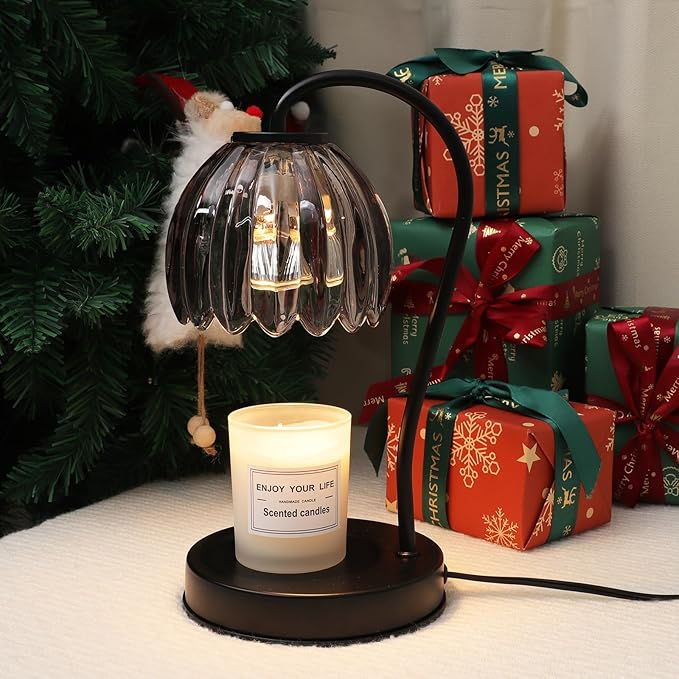 Vintage Candle Warmer Lamp, Dimmable Candle Warmer with Timer & 2 Bulbs - Electric Candle Lamp Wax Warmer for Scented Jar Candles, Housewarming Gifts New Home Decor