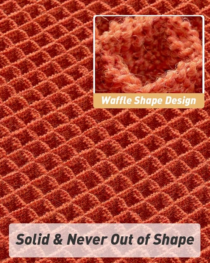 AMOAMI Upgraded Waffle Bath Mat, Super Absorbent Non Slip Bath Mats for Bathroom Floor, Machine Washable Bathroom Rugs with Tassels, Rubber Backed Bathroom Mats, Ultra Soft, 24" x 36", Orange