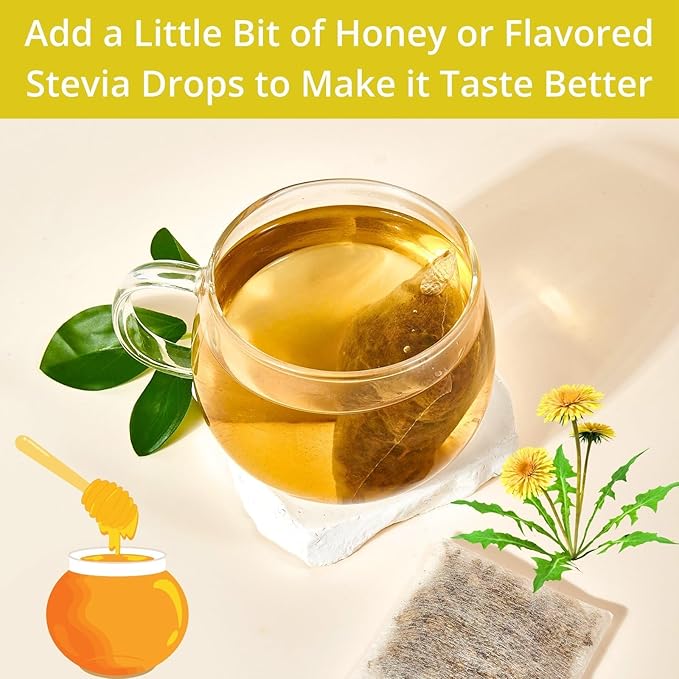 55 Dandelion Tea Bags, 3g/Bags 5.82oz, VitalForest Natural Dandelion Leaf and Root Tea, Dried Dandelion Root Tea Leaves, Caffeine Free, Health Herb Diente De Leon, Eco-Conscious Corn Fiber Tea Bags