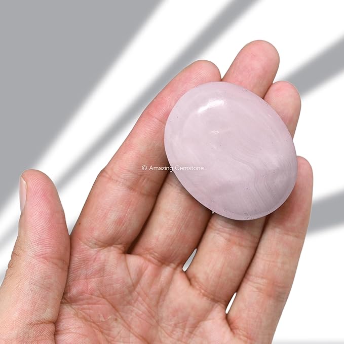 Amazing Gemstone Pink Calcite Crystals and Healing Stones - Large Palm Stone Crystals Piedra - Crystal for Good Luck,Balanced Positive Energy, Meditation - Unique Stocking Stuffers and Birthday Gifts