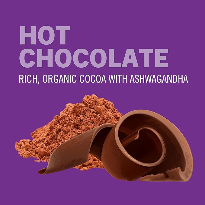 OM MUSHROOM SUPERFOOD Hot Chocolate Blend Mushroom Powder, Single Serve, 10 Count, Dutch Cocoa, 2g of Sugar, 25 Calories, Lion's Mane, Reishi, Chaga, Turkey Tail, Focus and Stress Support