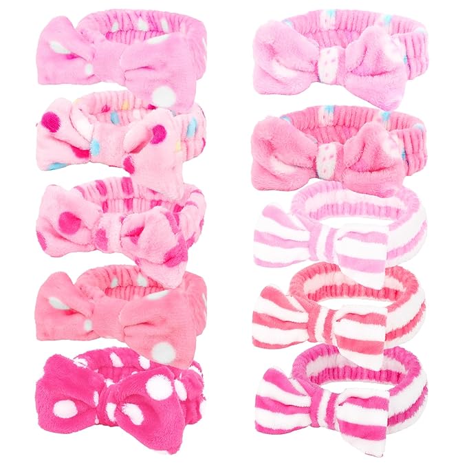 10 Pack Skincare Headbands Set for Women Girls Spa Headband for Washing Face Bulk Sleepover Party Supplies for Teen Girl Cute Bow Headbands for Washing Face Makeup