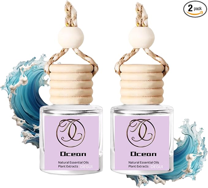 2Pack Ocean Essential Oil Scented Automotive Air Freshener Set, Car Accessories Decoration Hanging Scented Car Diffuser for Men Women