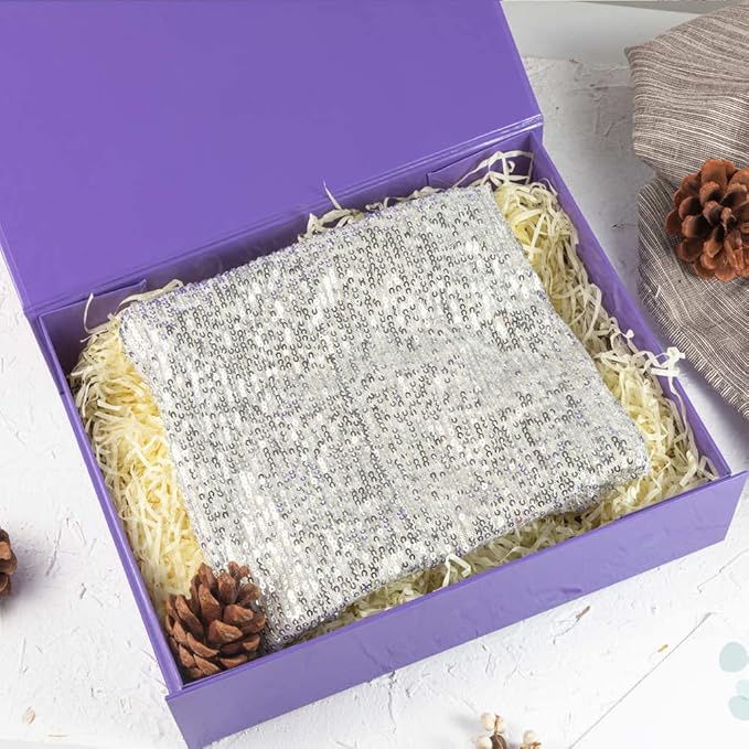 5 Pack Purple Gift Boxes with Lids Small 12 x 8 x 2.7 Inches Clothes Gift Boxes for Presents Shirt Gift Boxes with Ribbon Magnetic Gift Boxes Bulk Cute Box for Packaging (Glossy Surface)