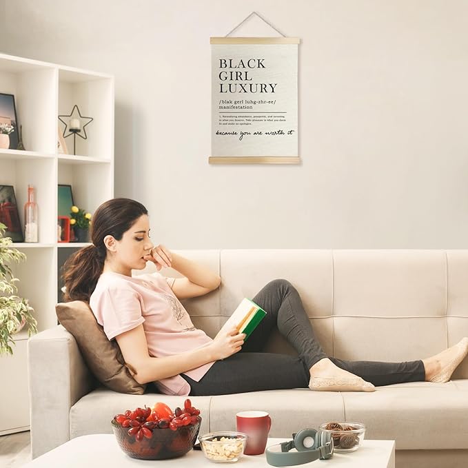 Exqcom Black Girl Luxury Inspirational Wall Art Poster, Inspirational Gifts for Black Women, African American Positive Affirmations Posters for Home Living Room Office, 12x16 Inches