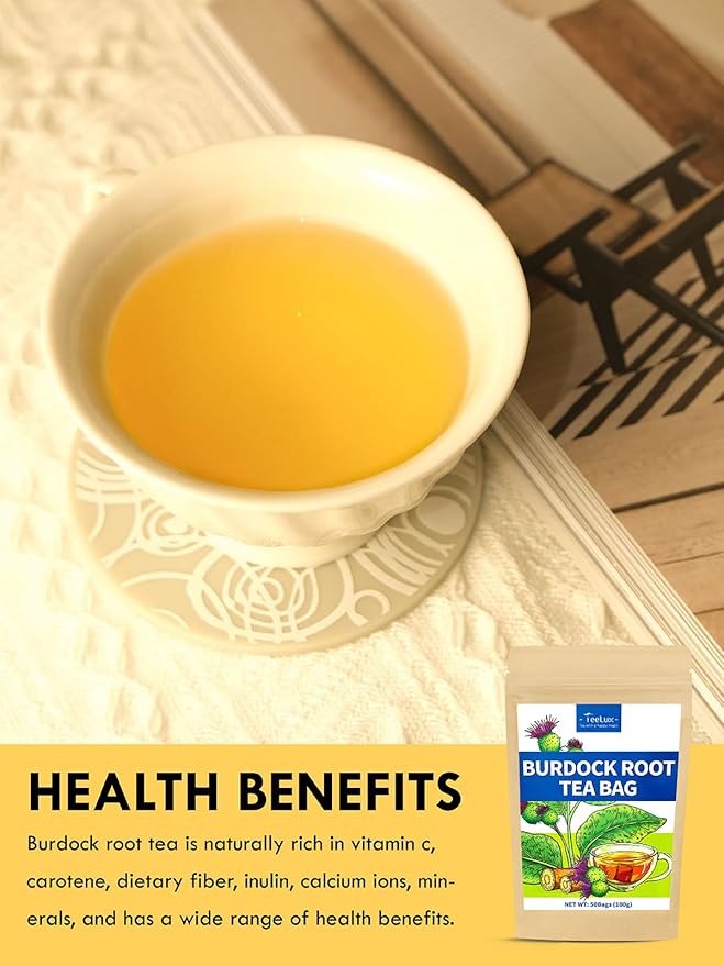 TeeLux Burdock Root Tea Bags, Pure Natural Burdock Root, Caffeine Free, Premium Herbal Tea, 100 Tea Bags