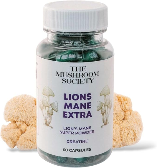 Lion’s Mane Extra Supplement - 1000 mg Lion’s Mane + 1000 mg Creatine – Mental & Physical Energy, Clarity & Performance - 60 Vegan Capsules