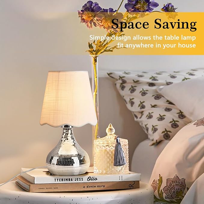 Disco Small Table Lamp for Bedroom, Funky Lamp Ball Lamps for Kitchen Counter, Mini Morden Table Lamps for Small Spaces, Small Funky Table Lamp for Nightstand Desk Lamp, Living Room