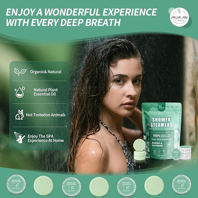 Shower Steamers Aromatherapy 15-Pack Shower Bombs Gifts for Wife, Organic Menthol & Eucalyptus for Shower Natural Essential Oil, Birthday Day Gifts for Wife Her Him Women Men Bath Stress Relief
