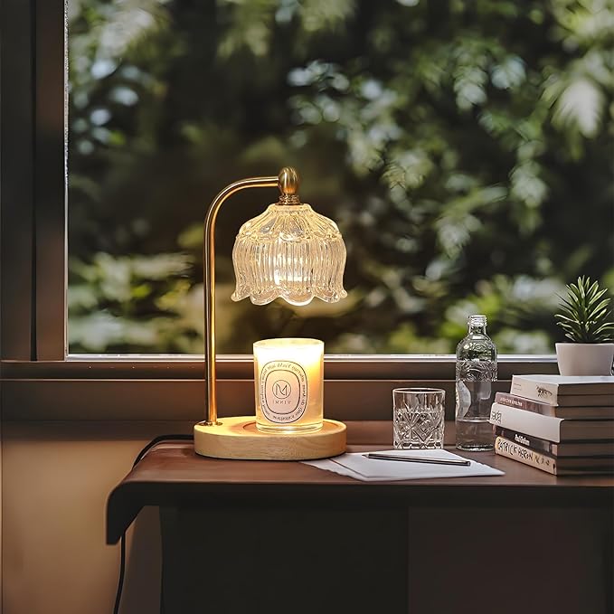 Candle Warmer Lamp with Timer Dimmable,Antique Brass Candle Lamp,Wax Melt Warmer Light for Jar Candles,Mother's Day/Birthday/Christmas Gifts for Mom/Wife,Home Decor Lamp,with 2 Bulbs