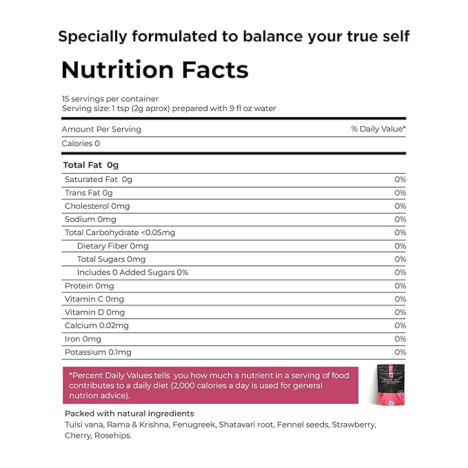 Michelle Peiret Herbal Tea for Women | Organic Green Tea with Tulsi, Shatavari, Fenugreek, Rosehips, Fennel, Chamomile & Raspberry Leaf | Hormonal Wellness, Energy, Mood & Vitality | Strawberry Flavor | 15 Natural Tea Bags