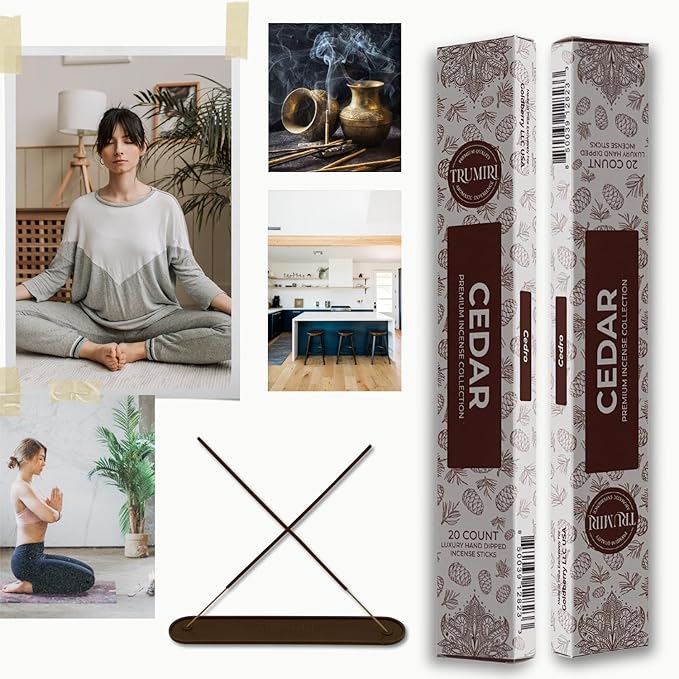 Cedar Incense Sticks - Total 120 Insence-Sticks - 6 Packs of 20 Insense - Inciensos - Inscents - Natural Non Toxic Ingredients - Incents - Incence - Inscense - Insents