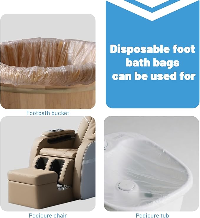 25Pcs Transparent Pedicure Liners, Disposable Unbreakable Cleansing Foot Pads Bath Pedi Liners, One Size Fits Most Foot Spa for Bath Pedicure Supplies Spa Kit with Elastic Band for Hotel Home Use