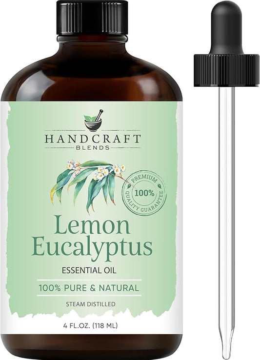 Handcraft Blends Lemon Eucalyptus Essential Oil – Huge 4 Fl Oz – 100% Pure and Natural – Premium Grade Essential Oil for Diffuser and Aromatherapy, Skin, Massage, Candle and Soap Making Fragrance