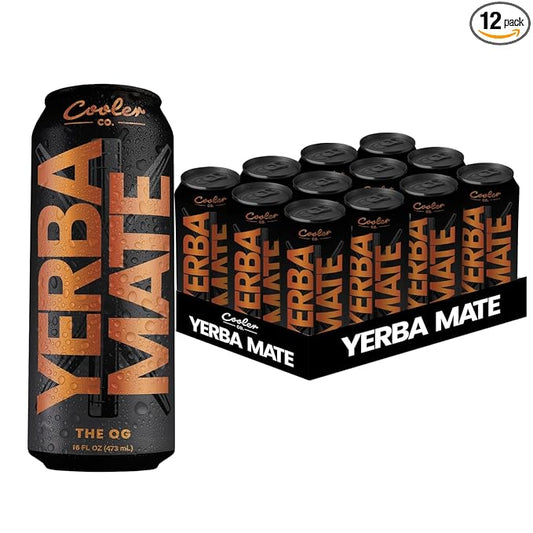 COOLER CO. | YERBA MATE | 12 Pack | 100% Organic Yerba Mate Caffeine | 150 mg Caffeine | 3 Organic Ingredients | Natural Ingredients | No Artificial Colors or Stimulants | The OG Flavor