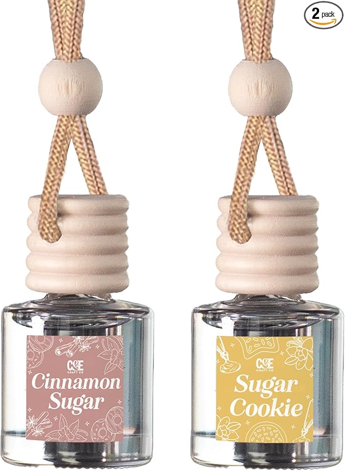CANDECraftCo Car Air Hanging Fragrance Oil, Car Auto Freshener for Essential Oils, Scents Fragrance Aromatherapy Automobile Diffuser, Long Lasting (Cinnamon Sugar + Sugar Cookie)