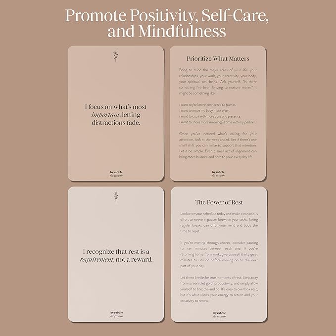 Rabble Self-Care and Affirmations Deck - 52 Affirmations and 52 Self Care Exercises