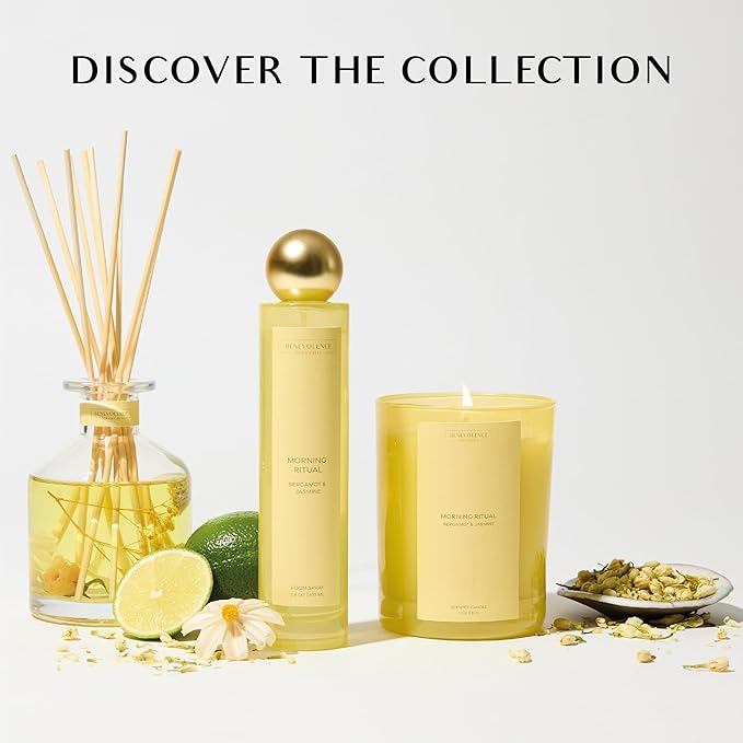 Bergamot & Jasmine Scented Candle | Benevolence LA Sun-Kissed Collection | 11oz, 60 Hour Burn | Natural Soy Wax, Cotton Wick | Fall Scented Candles for Home, Elegant Gift - Morning Ritual