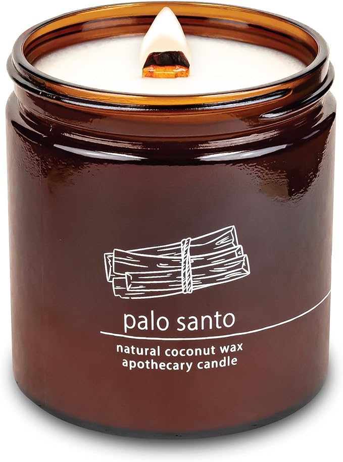 Hemlock Park Crackling Wood Wick Candle Handcrafted with Natural Coconut Wax (Large 16 oz, Palo Santo)