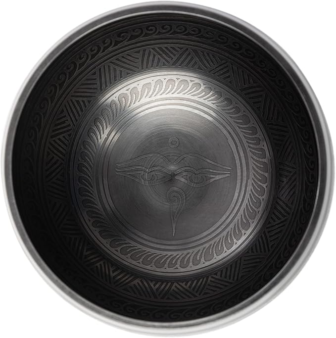 Tibetan Singing Bowl Set - Easy To Play Authentic Handcrafted For Meditation Sound Chakra Yoga Healing 4 Inches By Himalayan Bazaar (Black & Orange)